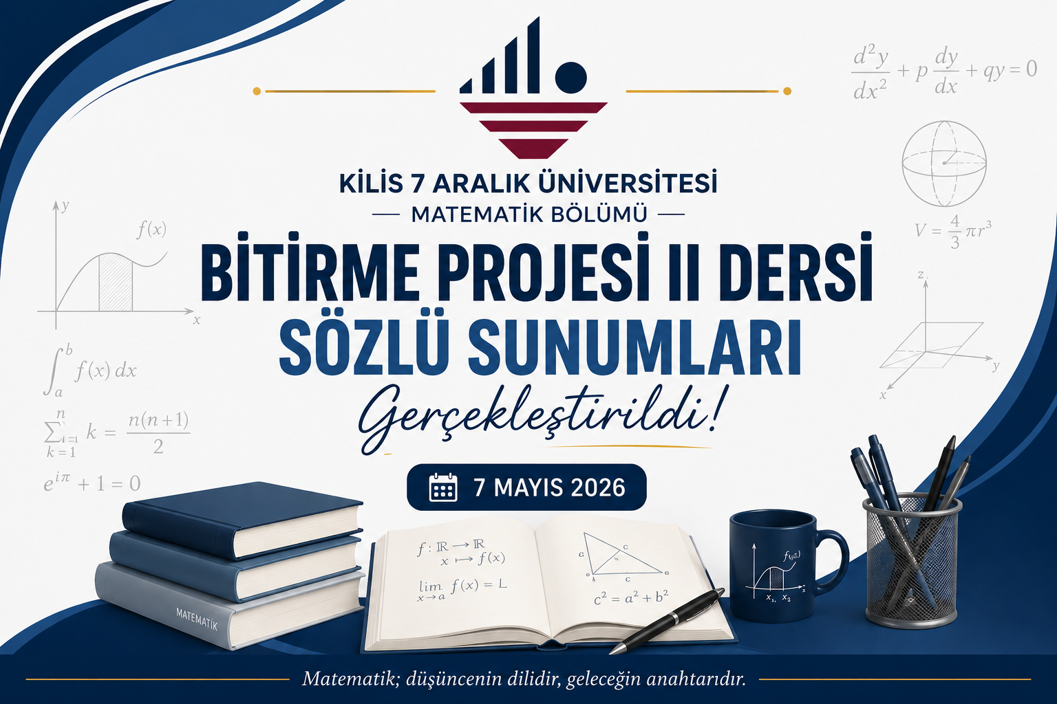 Matematik Bölümü Bitirme Projesi II Dersi Sözlü Sunumları Gerçekleştirildi